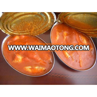 425g Oval Canned sardine In Tomato Sauce